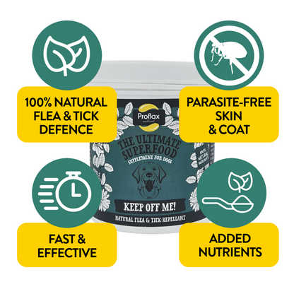 Natural Flea & Tick Support for Dogs - Keep Off Me! Powder - Proflax